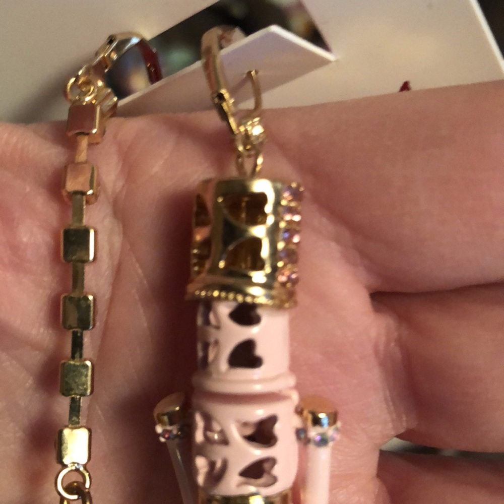 NWT Sparkly Rhinestone BETSEY JOHNSON Pink Nutcracker Jeweled  Holiday Earrings - Picture 8 of 17